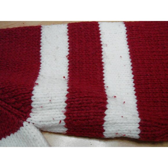 Handmade Hand Knit Pullover Sweater Turtleneck Size Med Crochet Warm Striped Vtg - Picture 5 of 13